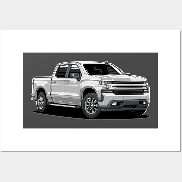 Silverado Truck 1500 (White) Wall Art by afrcreativeart